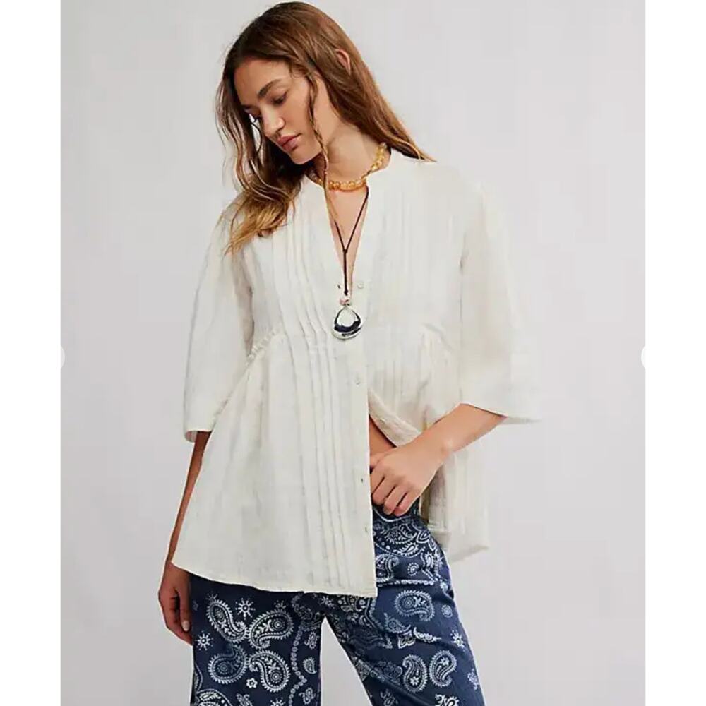 we the free willow button-down top - ivory | size m